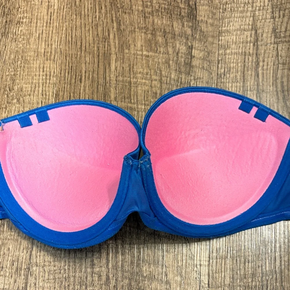 Victoria Secret Pink Multi-Way Strapless Bright Blue Padded Push-up Bra